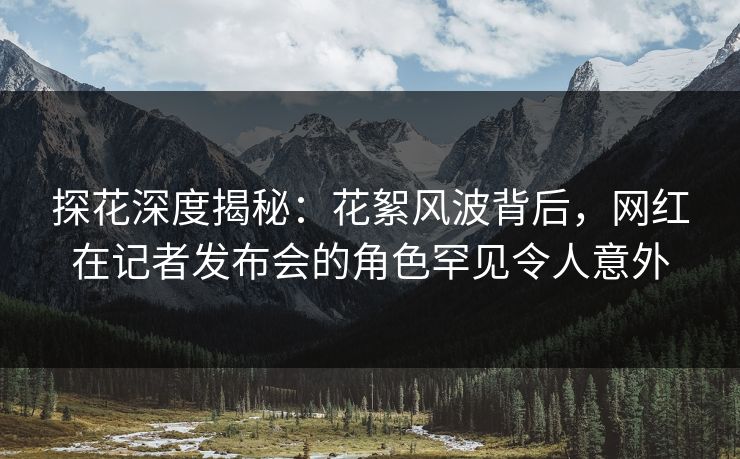 探花深度揭秘:花絮风波背后,网红在记者发布会的角色罕见令人意外