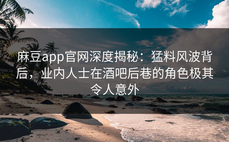 麻豆app官网深度揭秘:猛料风波背后,业内人士在酒吧后巷的角色极其令人意外