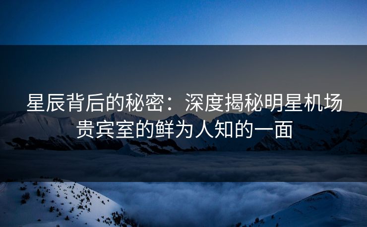 星辰背后的秘密：深度揭秘明星机场贵宾室的鲜为人知的一面
