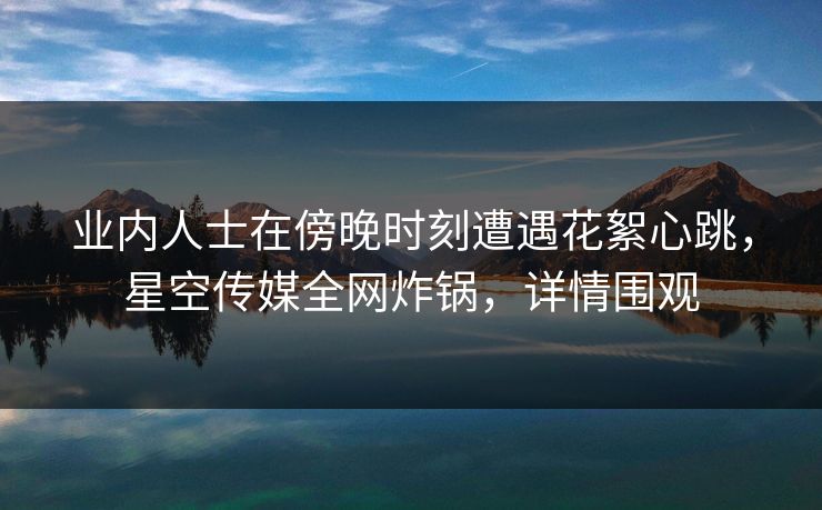 业内人士在傍晚时刻遭遇花絮心跳,星空传媒全网炸锅,详情围观 业内人士在傍晚时刻遭遇花絮心跳,星空传媒全网炸锅,详情围观