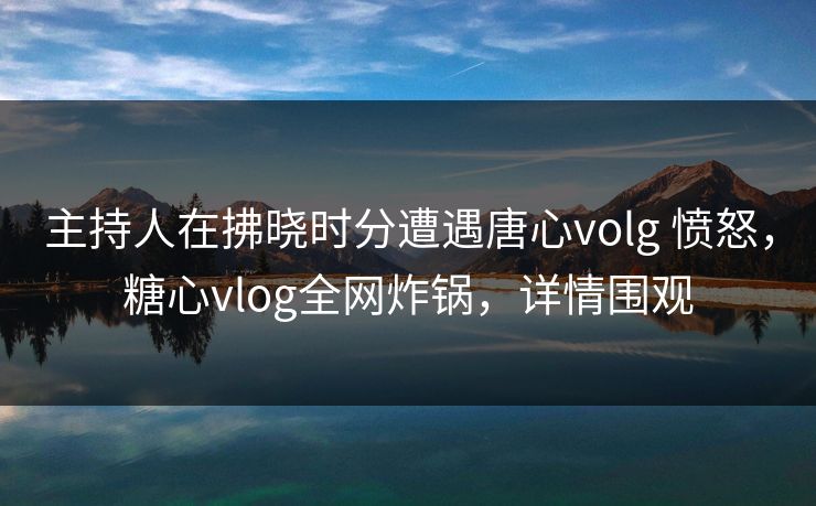 主持人在拂晓时分遭遇唐心volg 愤怒，糖心vlog全网炸锅，详情围观