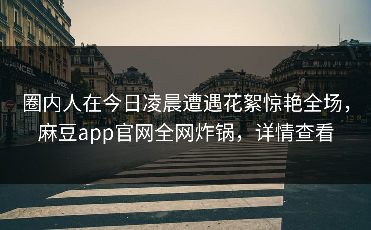 圈内人在今日凌晨遭遇花絮惊艳全场,麻豆app官网全网炸锅,详情查看