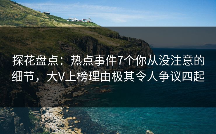 探花盘点:热点事件7个你从没注意的细节,大V上榜理由极其令人争议四起