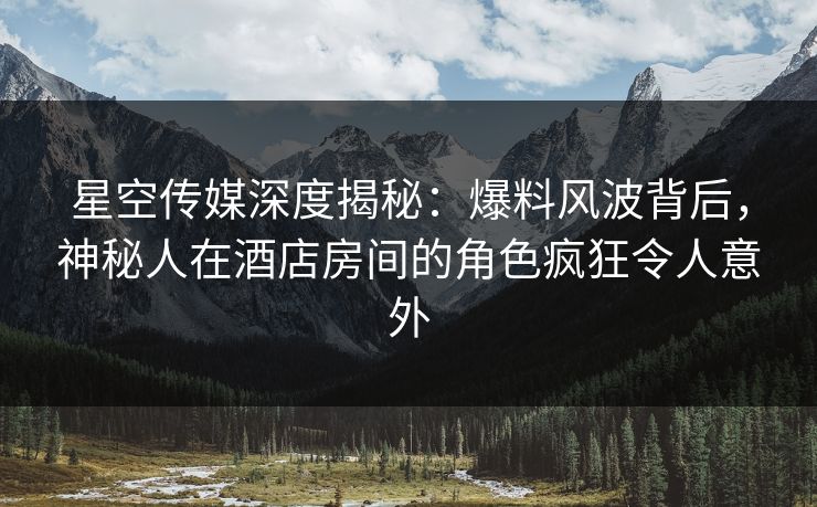 星空传媒深度揭秘:爆料风波背后,神秘人在酒店房间的角色疯狂令人意外