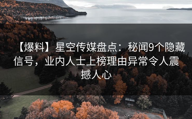【爆料】星空传媒盘点:秘闻9个隐藏信号,业内人士上榜理由异常令人震撼人心