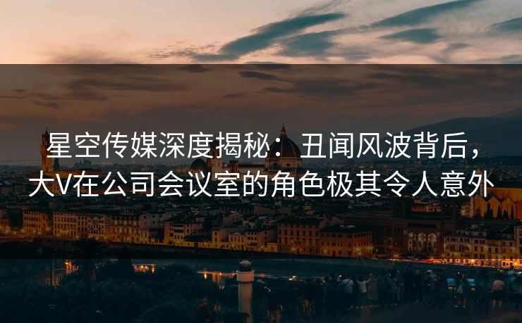 星空传媒深度揭秘:丑闻风波背后,大V在公司会议室的角色极其令人意外