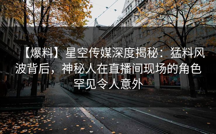 【爆料】星空传媒深度揭秘:猛料风波背后,神秘人在直播间现场的角色罕见令人意外