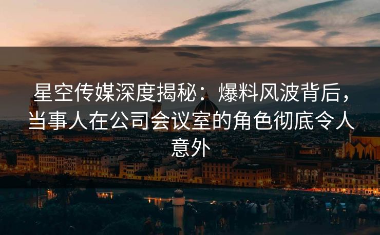星空传媒深度揭秘:爆料风波背后,当事人在公司会议室的角色彻底令人意外