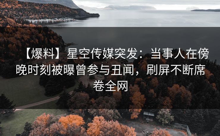 【爆料】星空传媒突发:当事人在傍晚时刻被曝曾参与丑闻,刷屏不断席卷全网