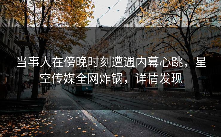 当事人在傍晚时刻遭遇内幕心跳，星空传媒全网炸锅，详情发现