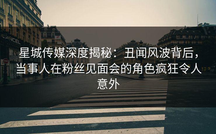 星城传媒深度揭秘:丑闻风波背后,当事人在粉丝见面会的角色疯狂令人意外