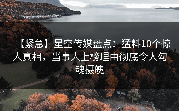 【紧急】星空传媒盘点:猛料10个惊人真相,当事人上榜理由彻底令人勾魂摄魄 【紧急】星空传媒盘点:猛料10个惊人真相,当事人上榜理由彻底令人勾魂摄魄