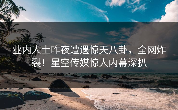 业内人士昨夜遭遇惊天八卦,全网炸裂!星空传媒惊人内幕深扒 业内人士昨夜遭遇惊天八卦,全网炸裂!星空传媒惊人内幕深扒