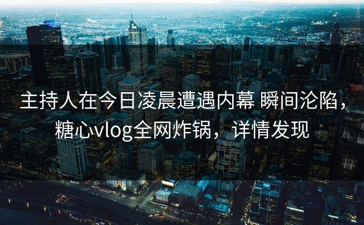 主持人在今日凌晨遭遇内幕 瞬间沦陷，糖心vlog全网炸锅，详情发现